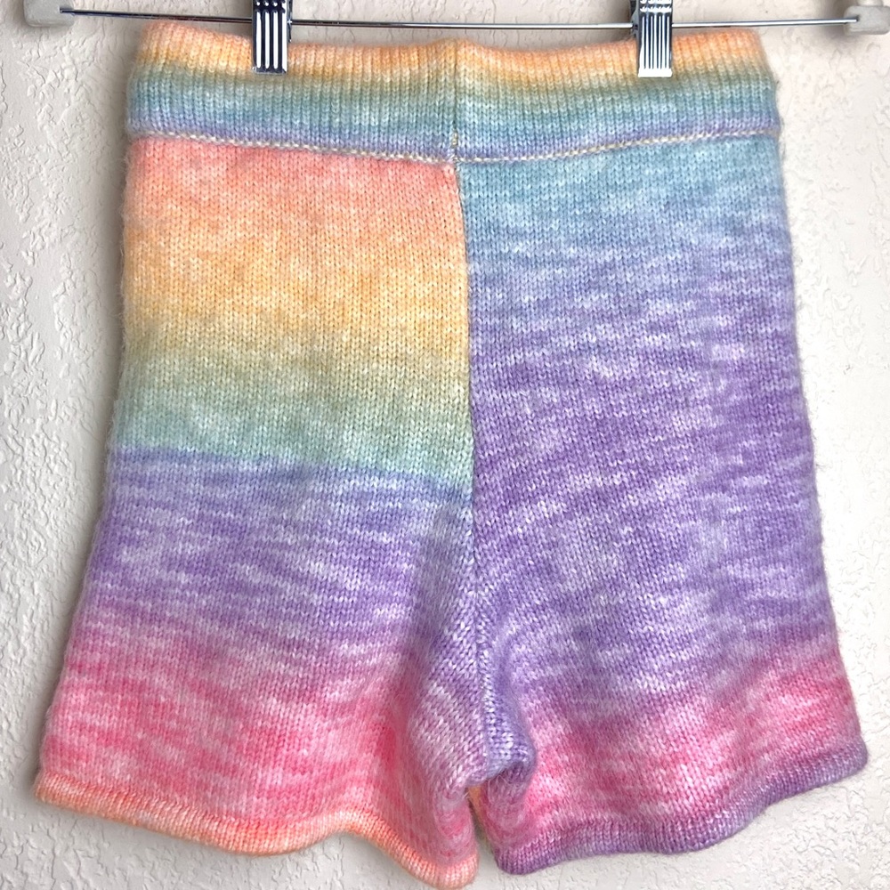 💔SOLD $185 🌈Frankie’s Bikinis Pastel Rainbow Burl Knit Sweat Shorts - Picture 4 of 8